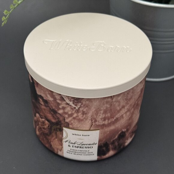 BBW Pink Lavender & Espresso White Barn Bath & Body Works 3 Wick Candle - Picture 4 of 10